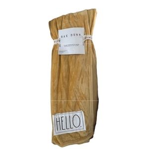 Rae dunn Yellow Gold Plush Blanket throw furry fuzzy soft 60in x 50in Hello